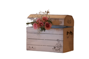 Cajas de madera con detalle en flor