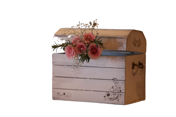 Cajas de madera con detalle en flor